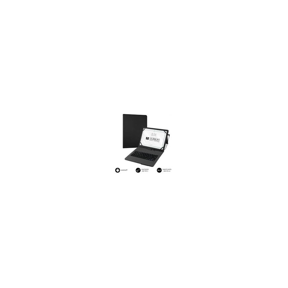 Funda con teclado usb hasta 10,1" Negra
