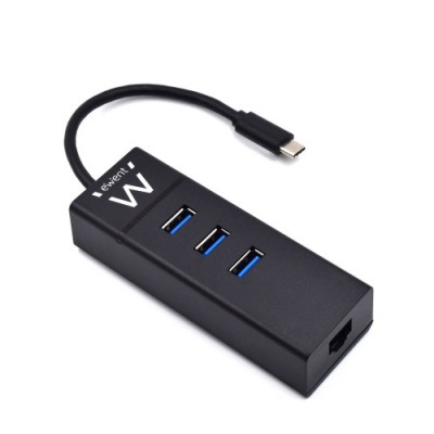 Ewent Hub 3xUSB 3.1 + Gigabit USB C Negro
