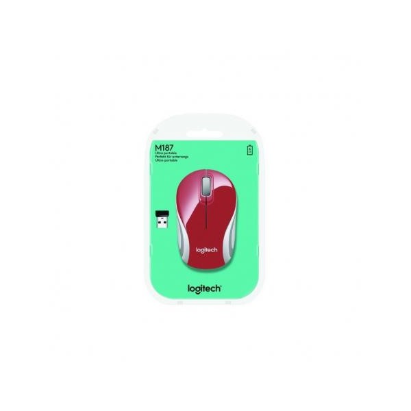 Logitech M187 Rojo Mini rat? inal?brico