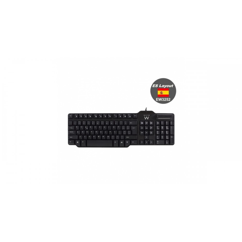 Ewent Teclado USB + lector de tarjetas inteligente