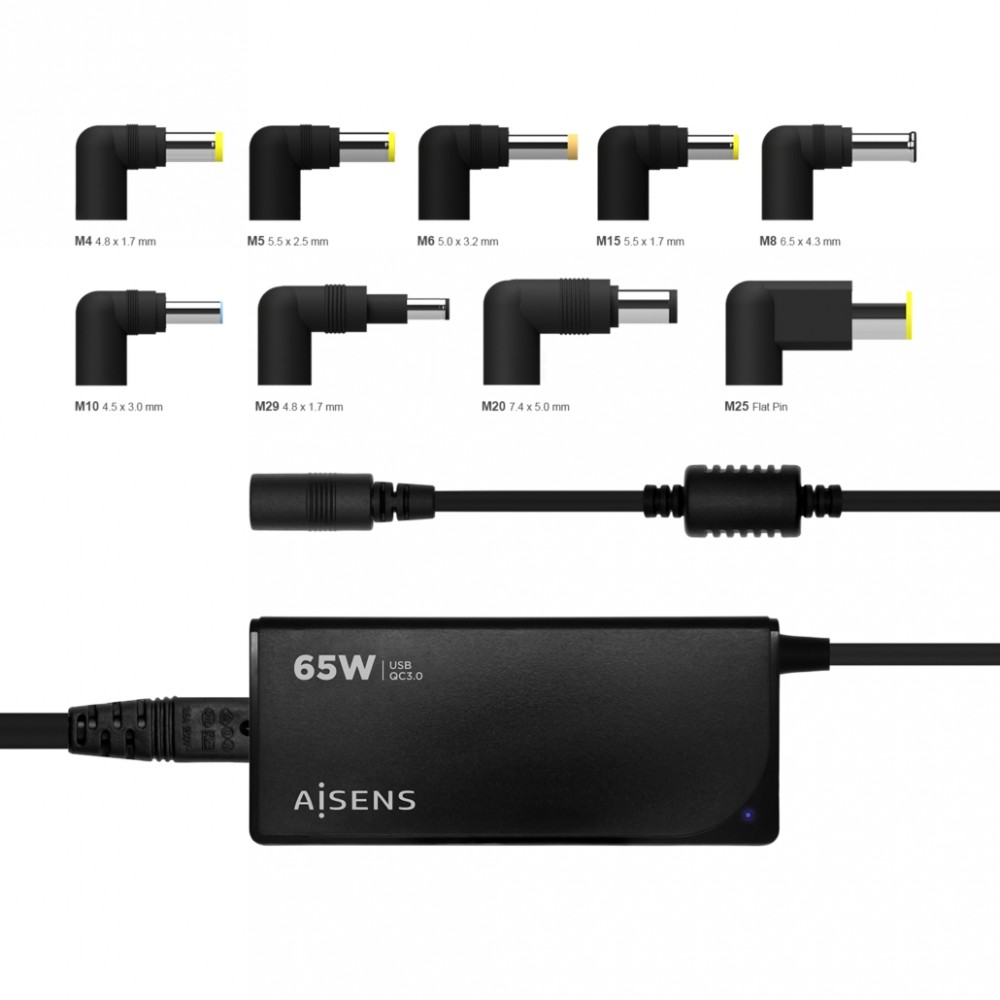 Aisens Cargador 65W compatible con USB QC3.0