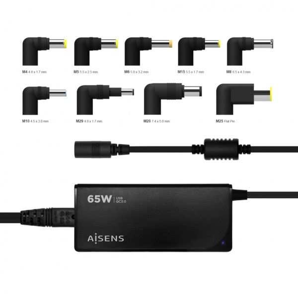 Aisens Cargador 65W compatible con USB QC3.0