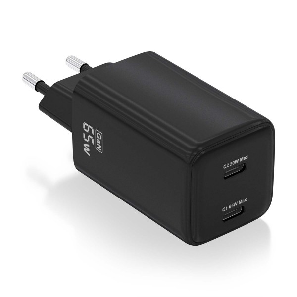 Aisens 65W Carga r?ida 2xUSB C Negro