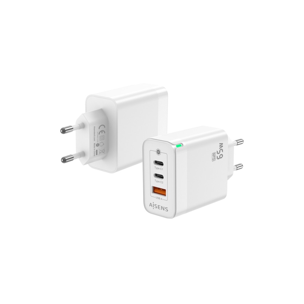 Aisens 65W Carga r?ida USB + 2xUSB C Blanco