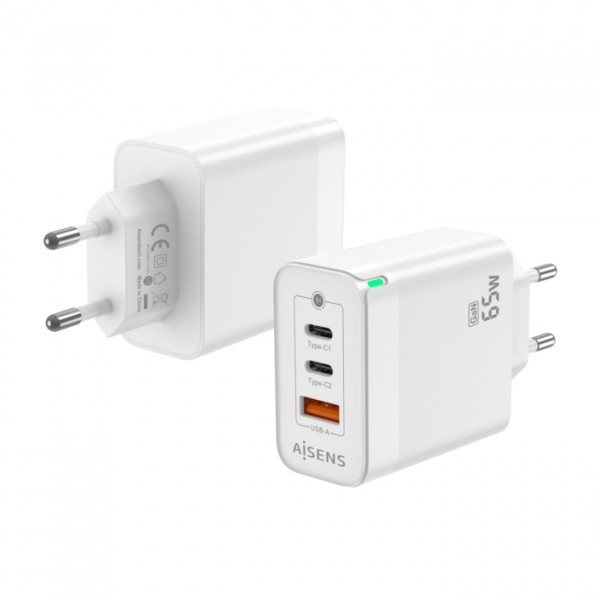 Aisens 65W Carga r?ida USB + 2xUSB C Blanco