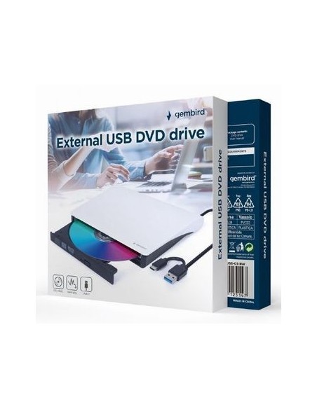 Gembird Regrabadora USB 3.1 y USB C Blanca