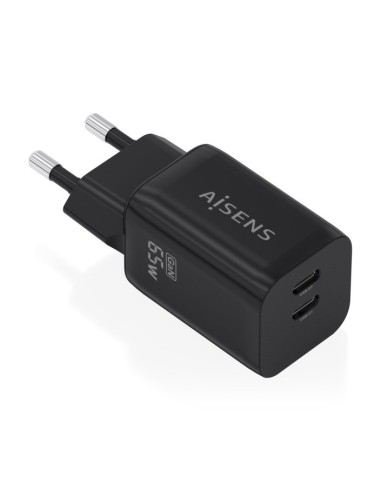 Aisens Cargador de carga rápida 65W USB 2xC Negro