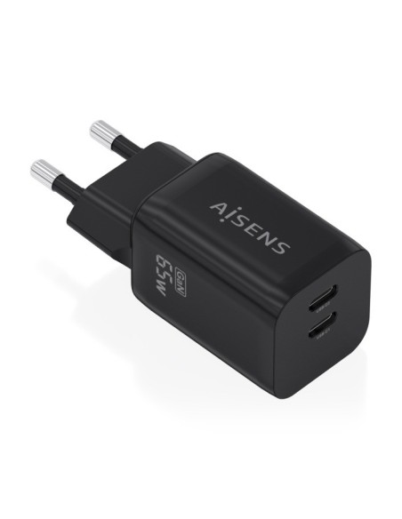 Aisens Cargador de carga rápida 65W USB 2xC Negro