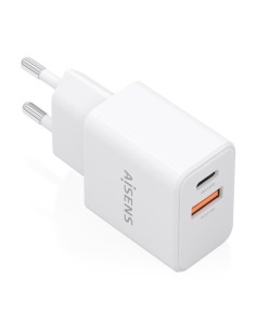 Aisens Cargador de carga rápida 20W USB C+A Blanco
