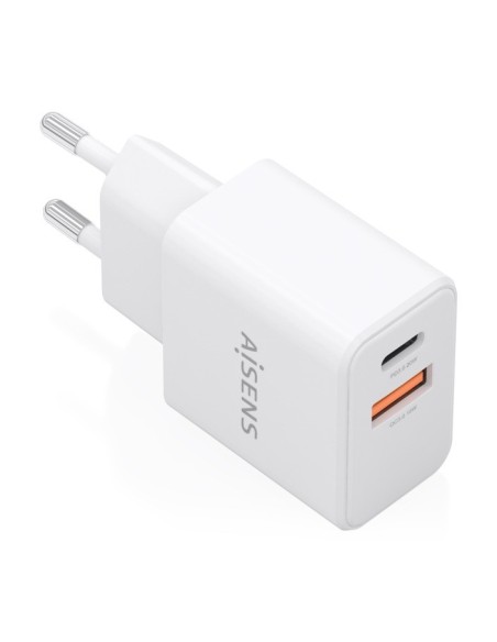 Aisens Cargador de carga rápida 20W USB C+A Blanco