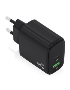 Aisens Cargador de carga rápida 45W USB C+A Negro