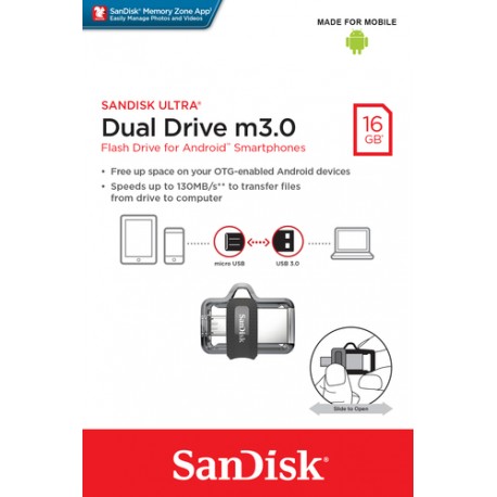 SanDisk 16GB Ultra Dual Drive M3.0, USB/microUSB