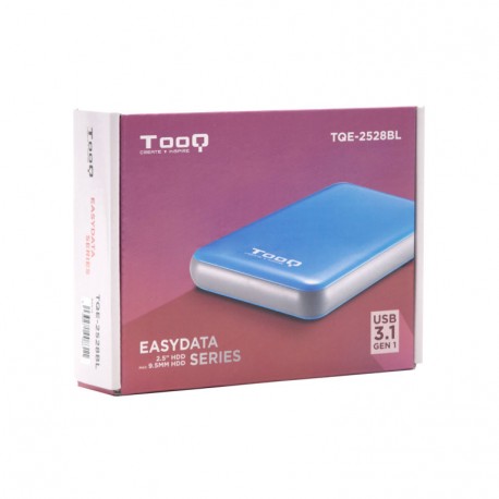 Tooq Caja externa HD 2,5", SATA, USB 3.1, Azul