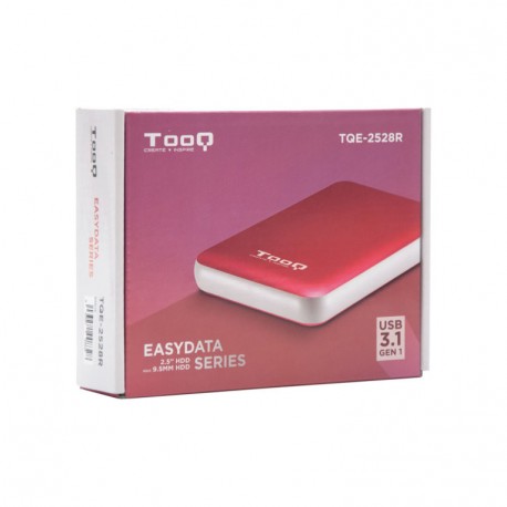 Tooq Caja externa HD 2,5", SATA, USB 3.1, Roja