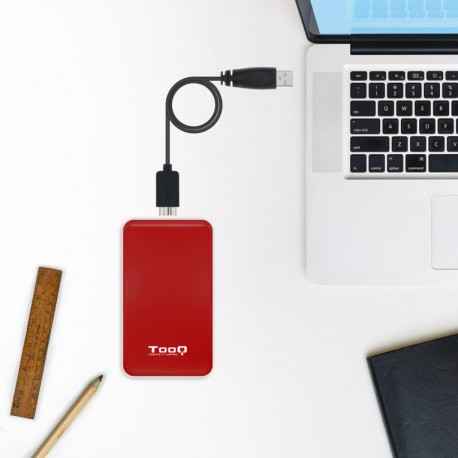 Tooq Caja externa HD 2,5", SATA, USB 3.1, Roja