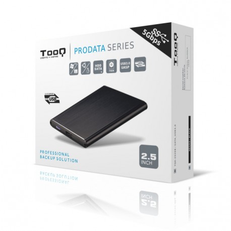 Tooq Caja externa HD 2,5", USB 3.0, Negra, Slim