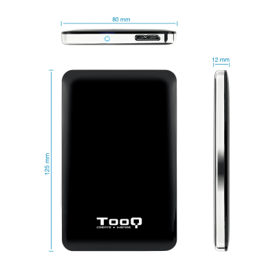Tooq Caja externa HD 2,5", SATA USB 3.0, Negra 7mm 2