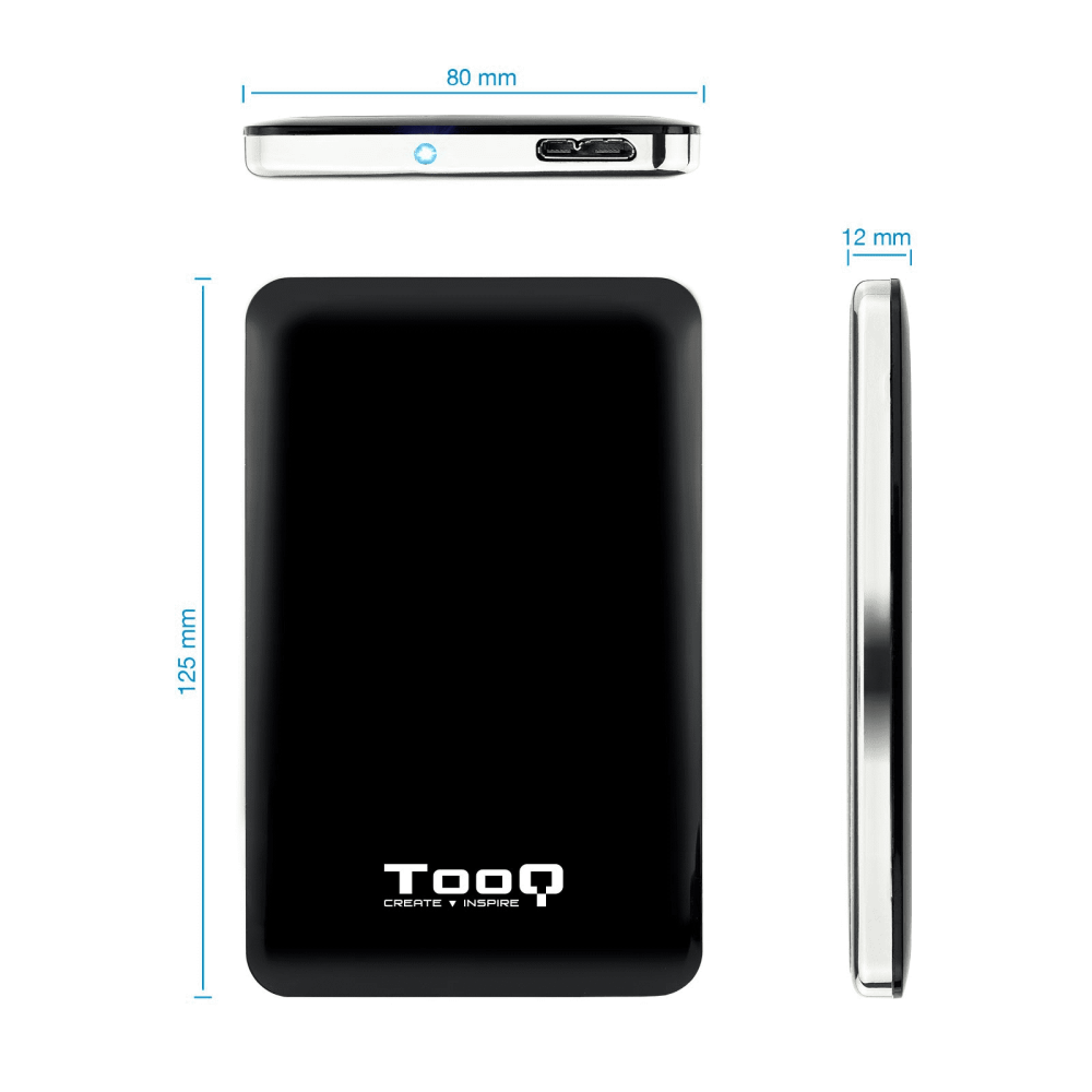 Tooq Caja externa HD 2,5", SATA USB 3.0, Negra 7mm