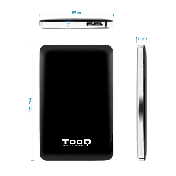 Tooq Caja externa HD 2,5", SATA USB 3.0, Negra 7mm
