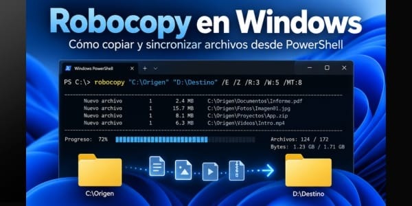 Robocopy en Windows: cómo copiar y sincronizar archivos de forma segura desde PowerShell