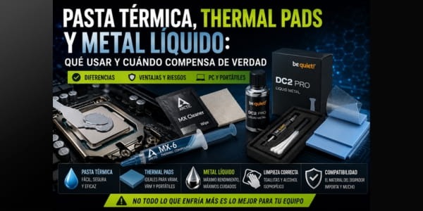 Pasta térmica, thermal pads y metal líquido: qué usar y cuándo compensa de verdad