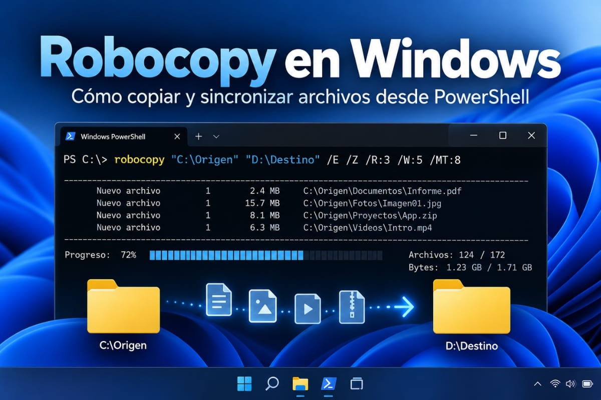 Robocopy en Windows: cómo copiar y sincronizar archivos de forma segura desde PowerShell