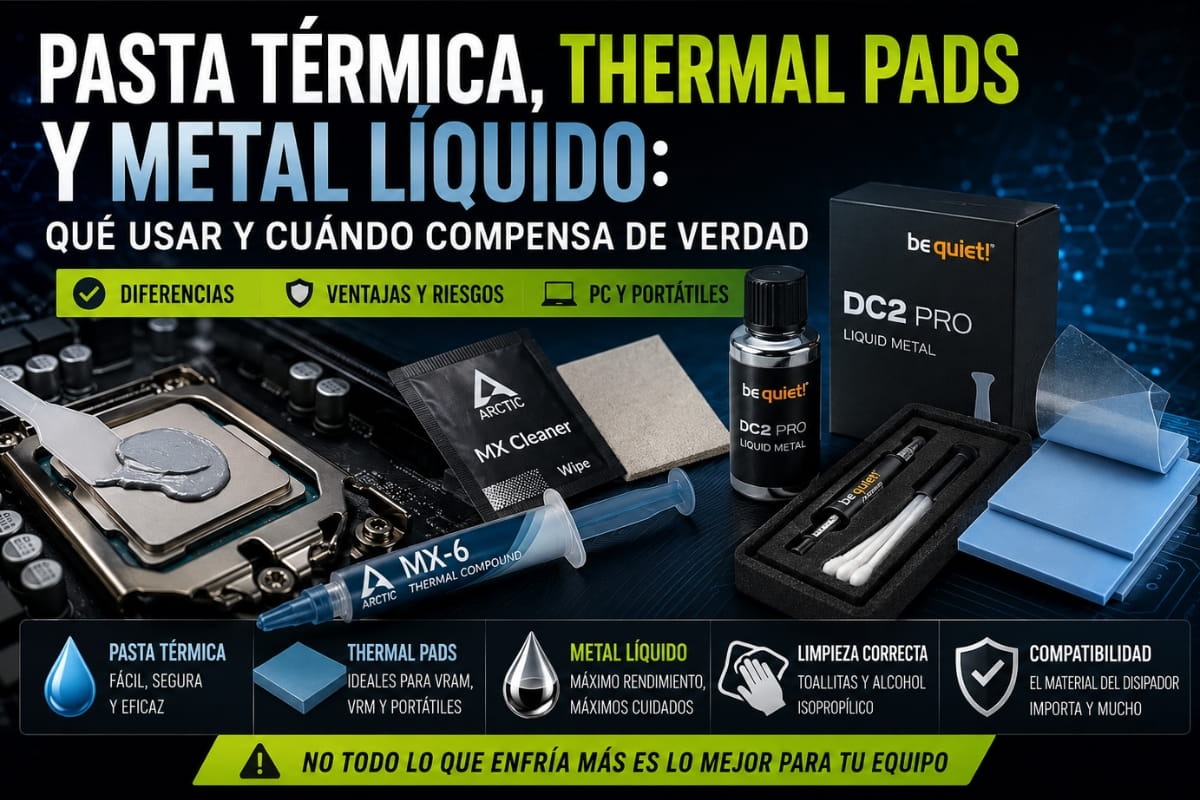 Pasta térmica, thermal pads y metal líquido: qué usar y cuándo compensa de verdad