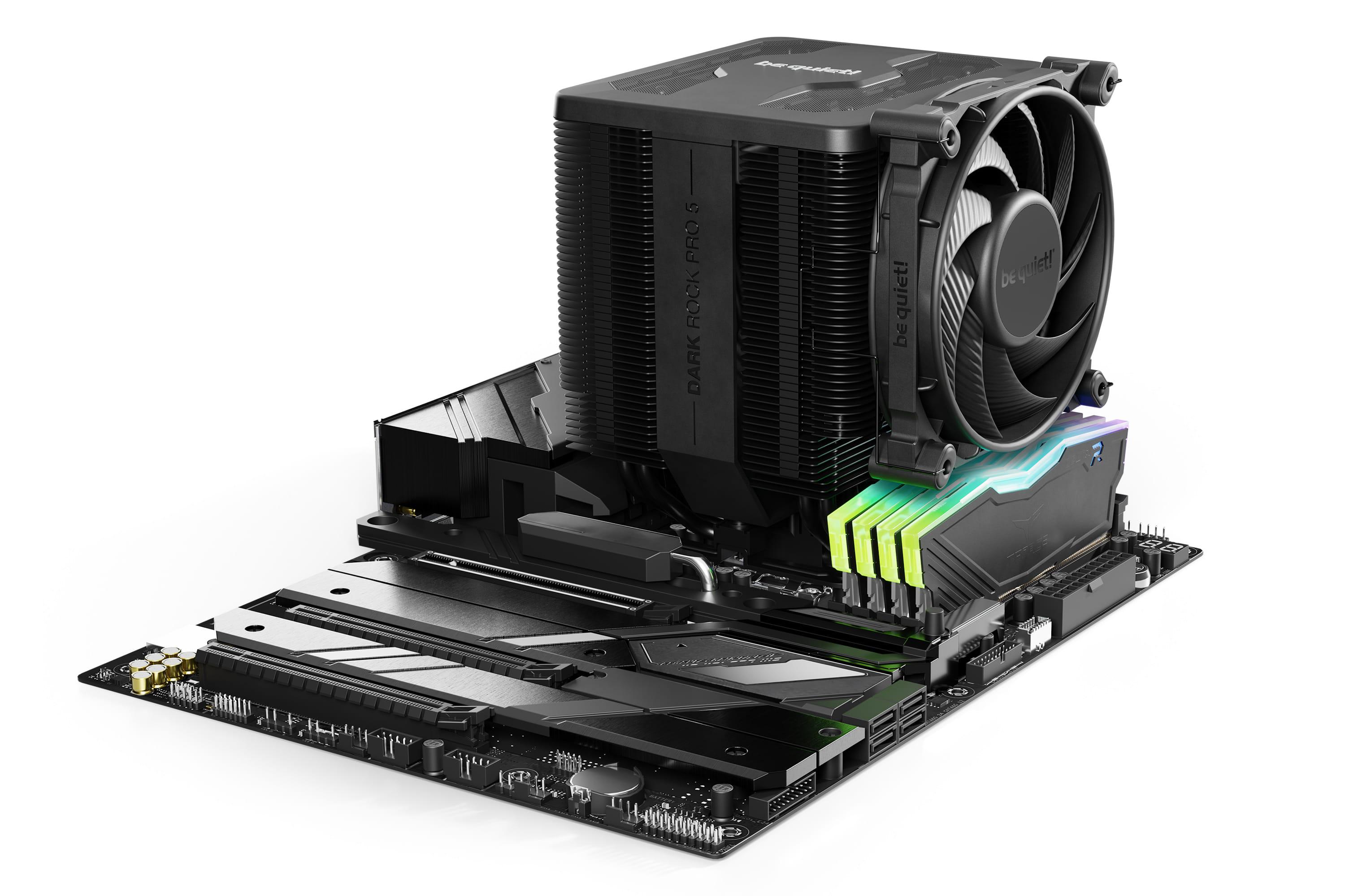 be quiet! Dark Rock Pro 5 montado en placa con RAM alta